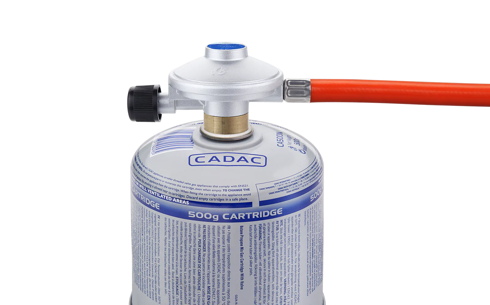 Plinski regulator CADAC za navojne plinske kartuše EN417, s cevjo dolžine 0,85 m